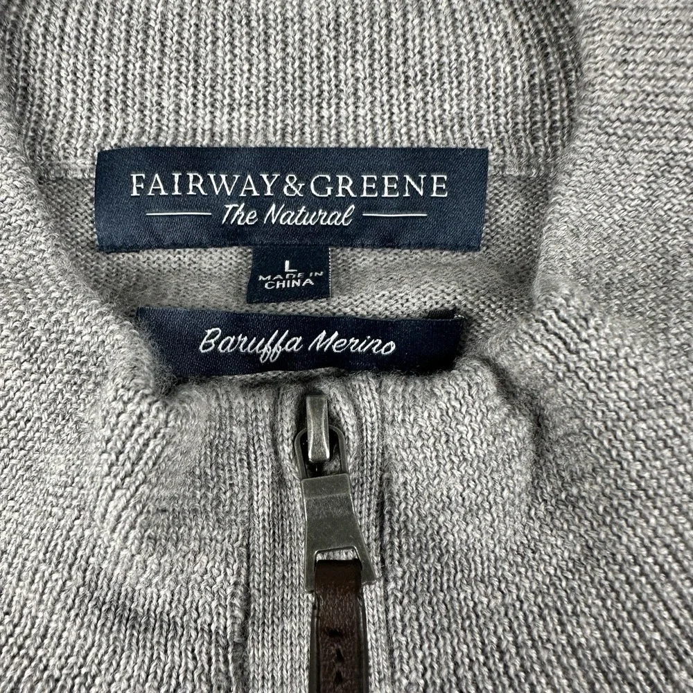 Fairway‎ & Greene 1/4 Zip Sweater Men's Large Gray Baruffa Merino Wool Pullover